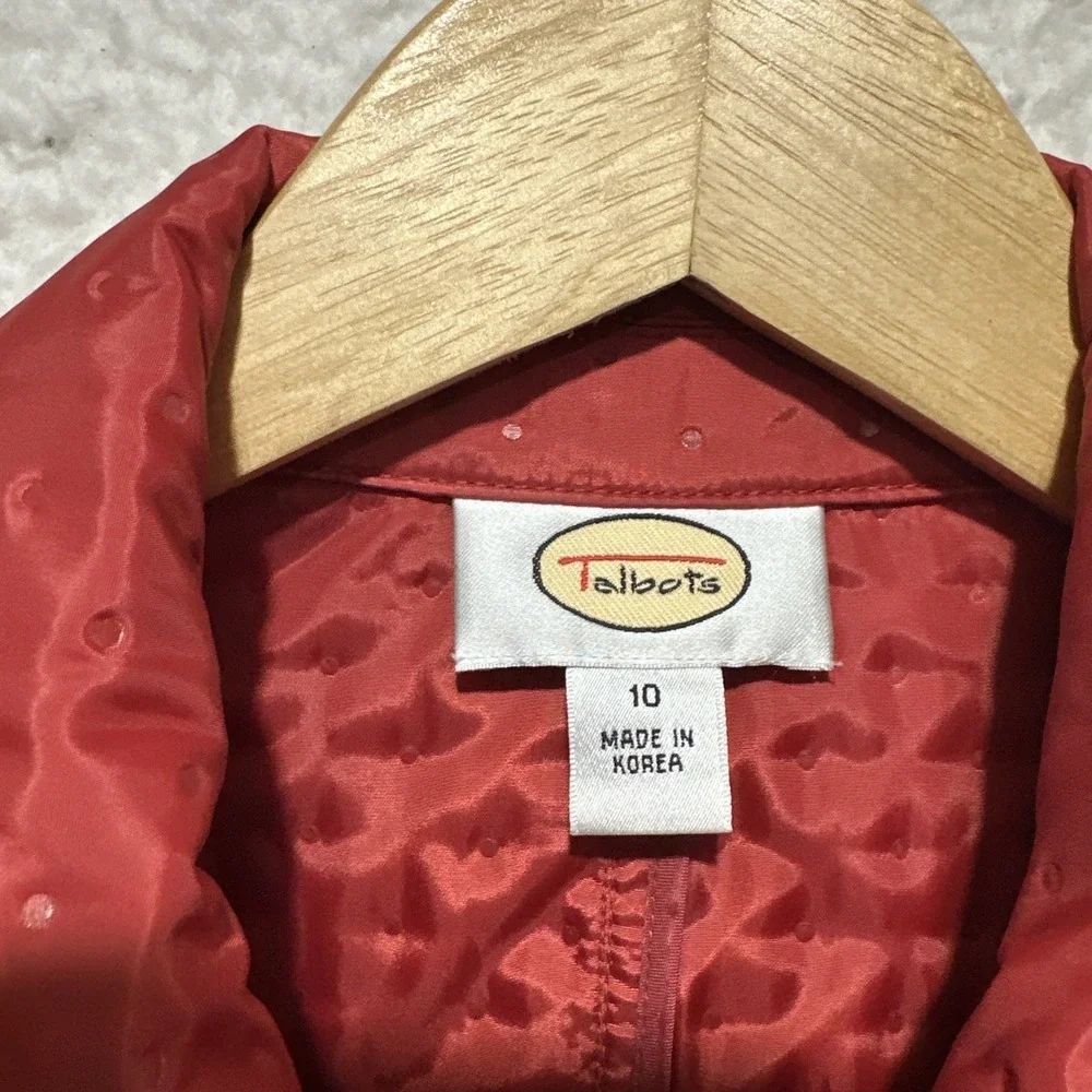 Talbot's Women's Size‎ 10 Jacket Full Zip Blazer Red Quilted Polyester Coat